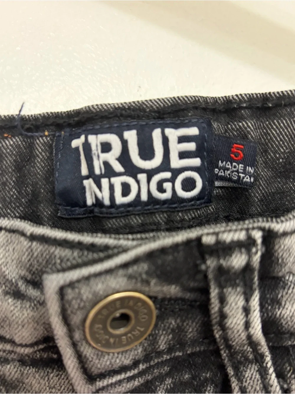 Indigo Skinny Jeans in Washed Black with Black Flame Patches